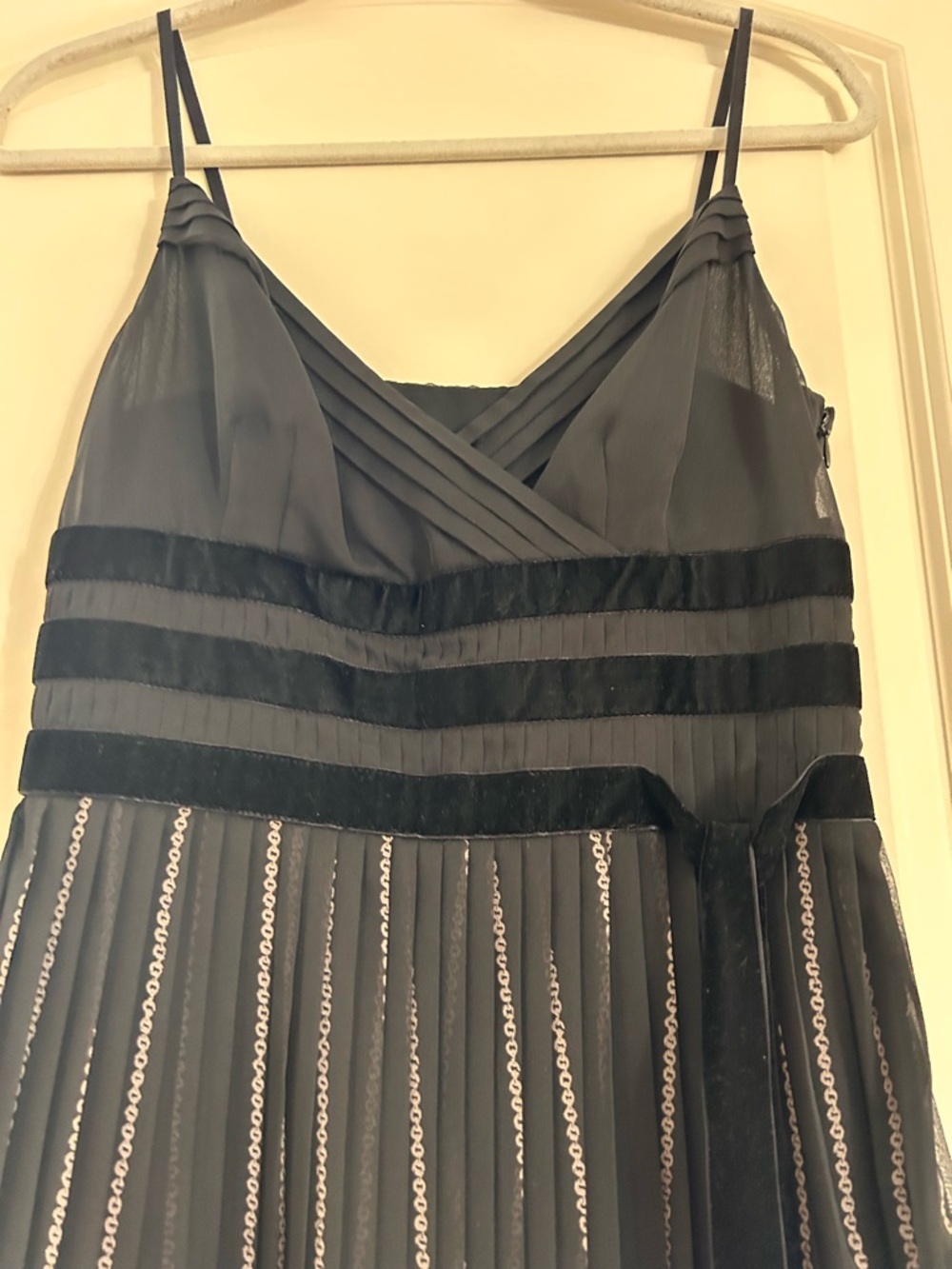 Vintage LOFT Faux Wrap Accordian Pleated Cocktail Dark Romantic Dress. Velvet. - Picture 3 of 10